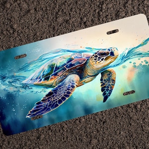 Sea Turtle Colorful Watercolor License Plate License Plate Car Accessories Great Gift