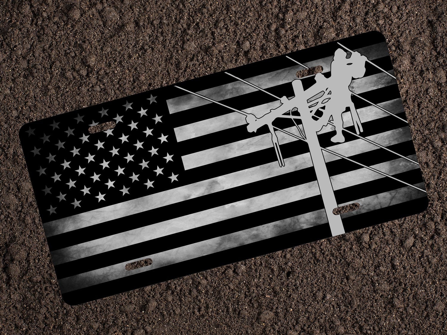 Lineman Flag License Plate