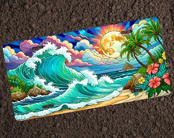 Custom Tropical Wave License Plate | Personalized Beach Decor | Unique Car Tag Gift