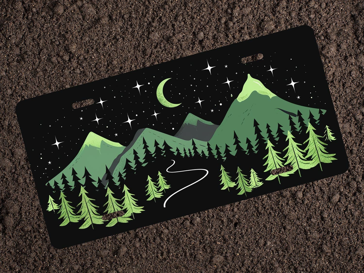 Green Night Nature Forest License Plate