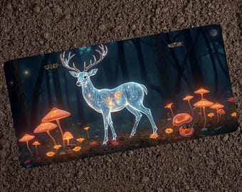 Magical Deer Glow Custom License Plate | Unique Car Tag with Enchanted Forest Design