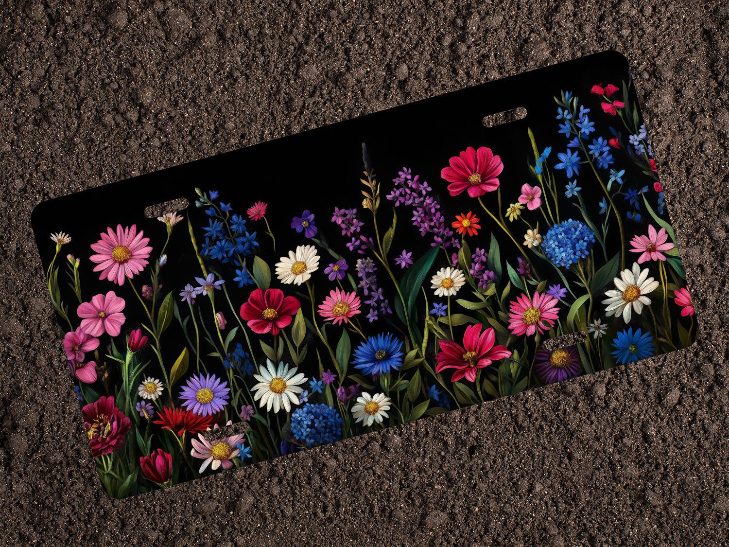 Field of Wildflowers License Plate – Nature Lover Car Decor