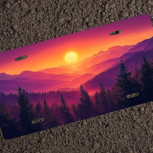 Sunset Mountain License Plate – Scenic Nature Car Tag