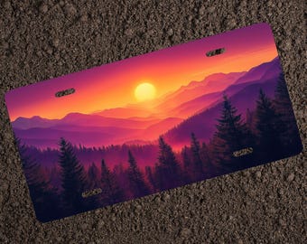 Sunset Mountain License Plate – Scenic Nature Car Tag