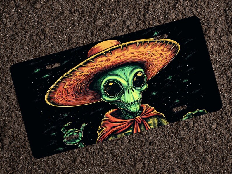 Sombrero Alien License Plate – Unique Space Art Car Decor - Etsy