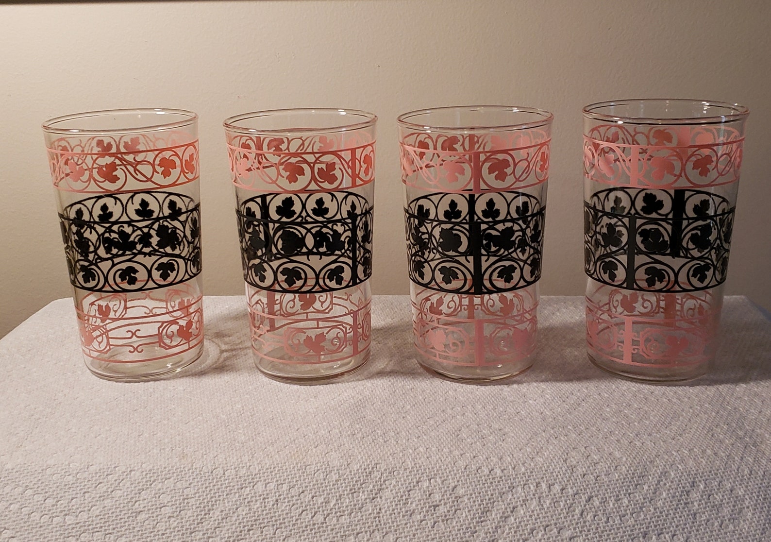 Fire King Pink Swirl Drinking Glasses Etsy