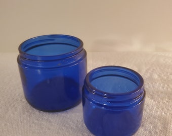 Vintage Noxzema jars cobalt blue jars old face cream jars