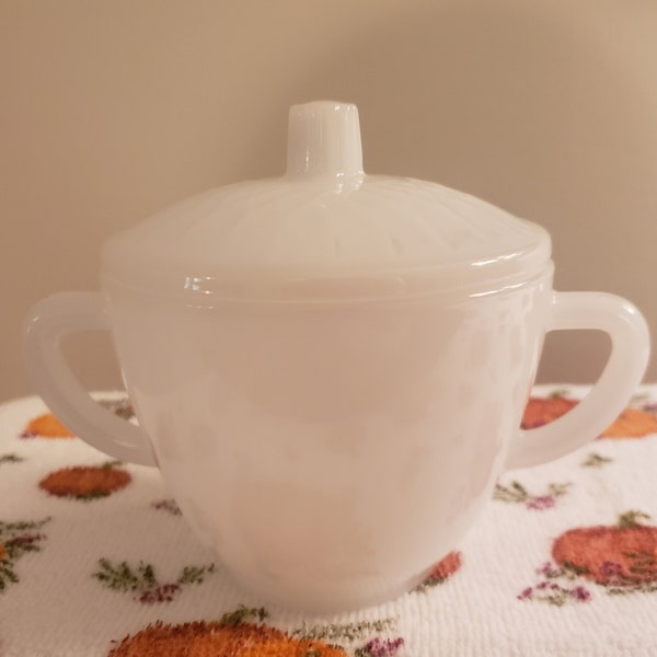 Vintage white sugar bowl by Federal glass company