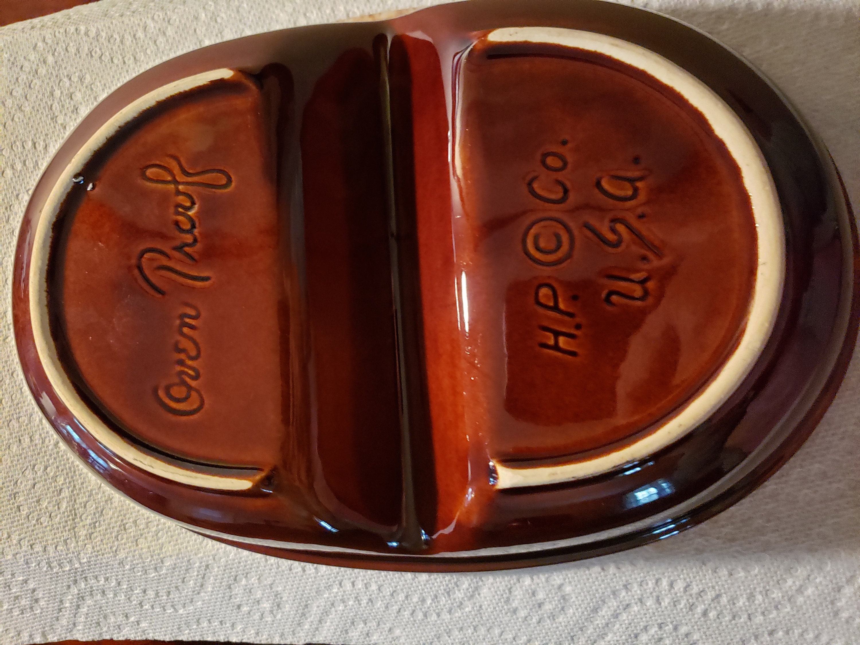 Hull pottery brown drip divided dish Etsy