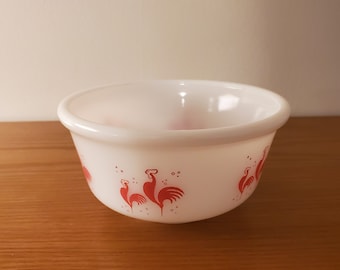 Vintage rooster bowl small red rooster by Hazel Atlas