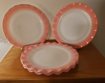 Vintage pink Crinoline Hazel Atlas plates