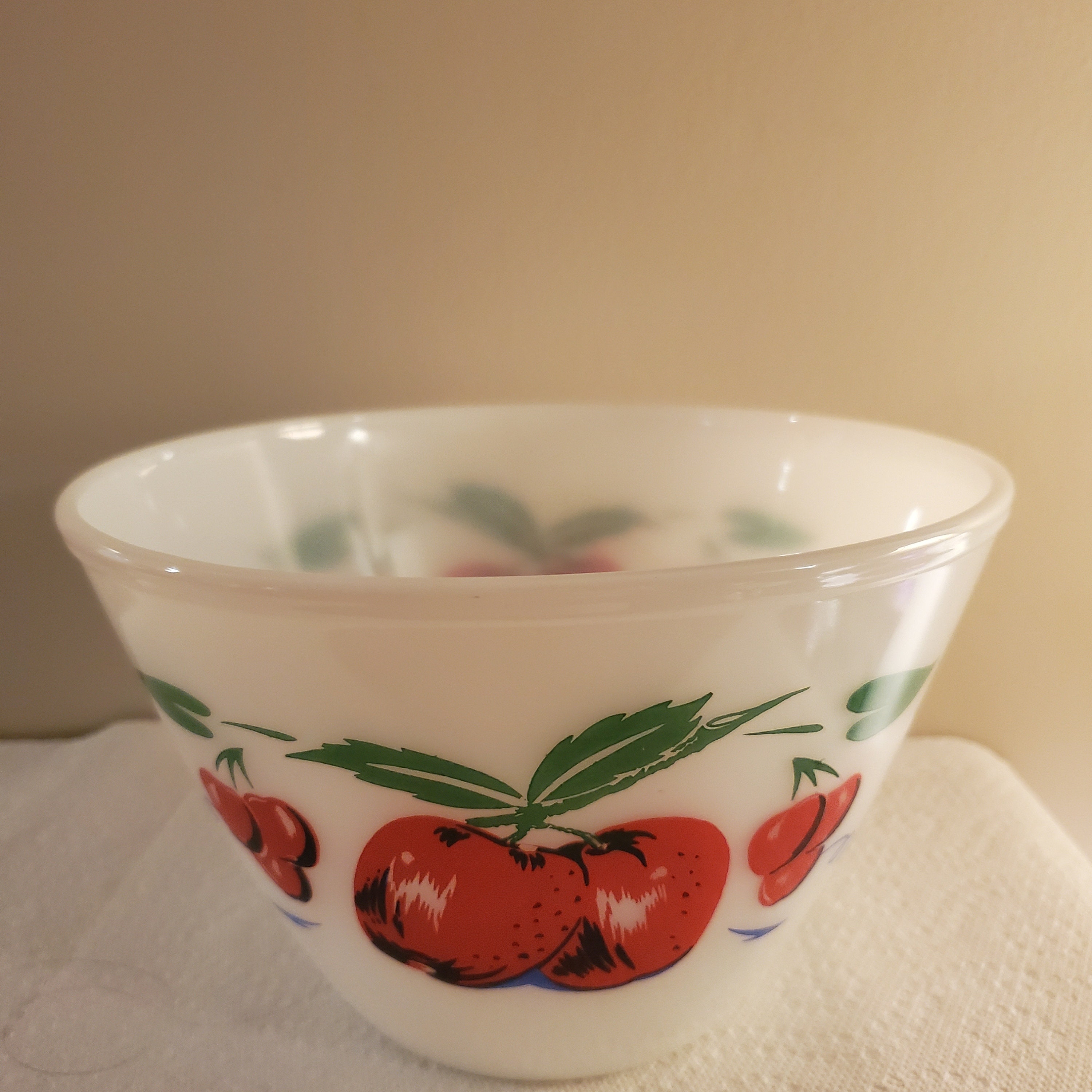 Vintage Apple Bowl Fire King Fruit Bowl Apples and Cherries Bowl 