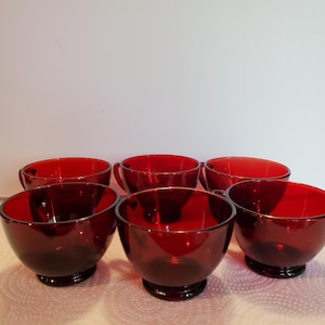 Vintage Anchor Hocking Royal Ruby punch cups - Set of 6 - Elegant Red Glassware