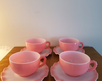 Pink cups and saucers by Hazel Altas Ripple Crinoline