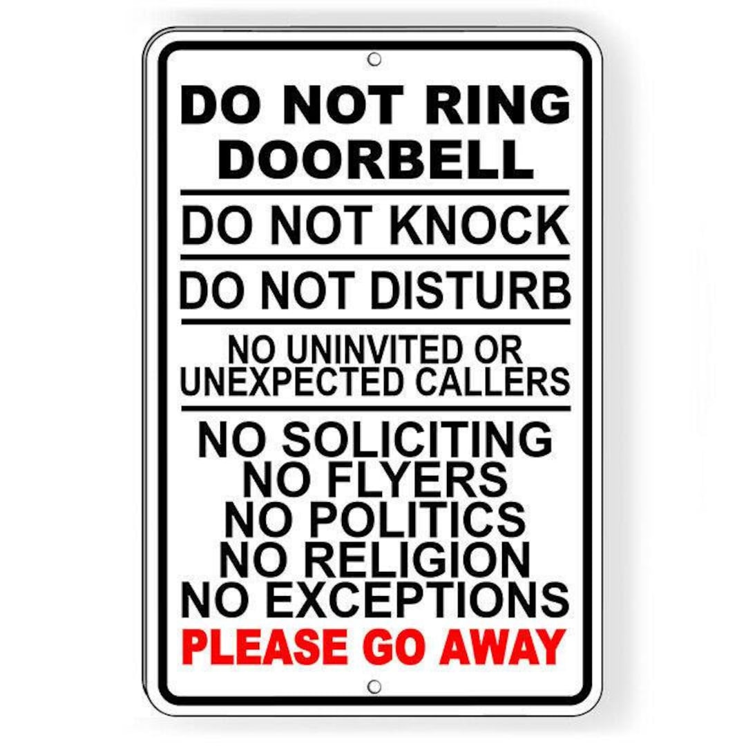 Do Not Ring Doorbell Knock Do Not Disturb No Soliciting Sign Metal Etsy