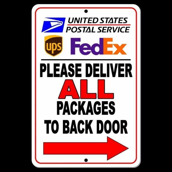 Please Deliver All Packages To Back Door Arrow Right Sign Etsy