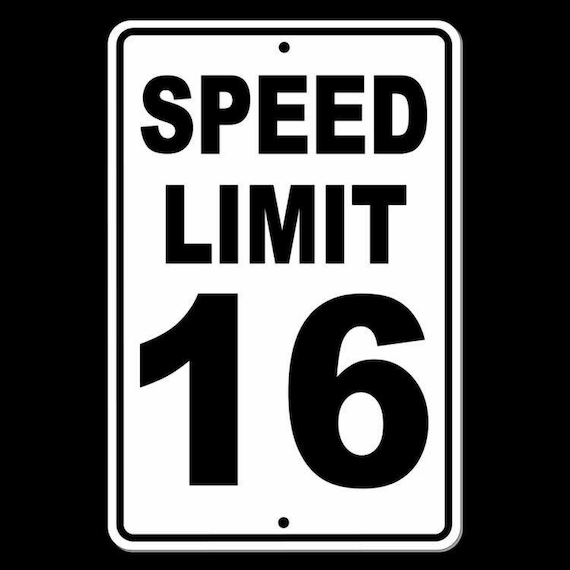 Speed Limit 16 Sign Metal MPH slow WARNING Traffic Road Etsy