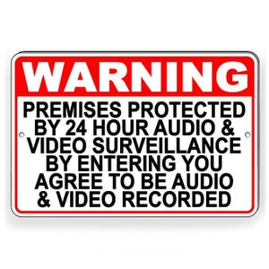 Protected By Recorded Audio & Video Surveillance Metal Sign WARNING