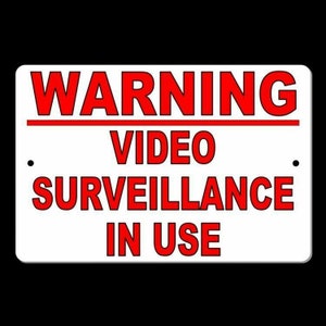 WARNING Video Surveillance In Use Metal Sign cctv Security watched