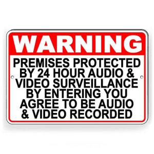 Protected By Recorded Audio & Video Surveillance Metal Sign WARNING S049