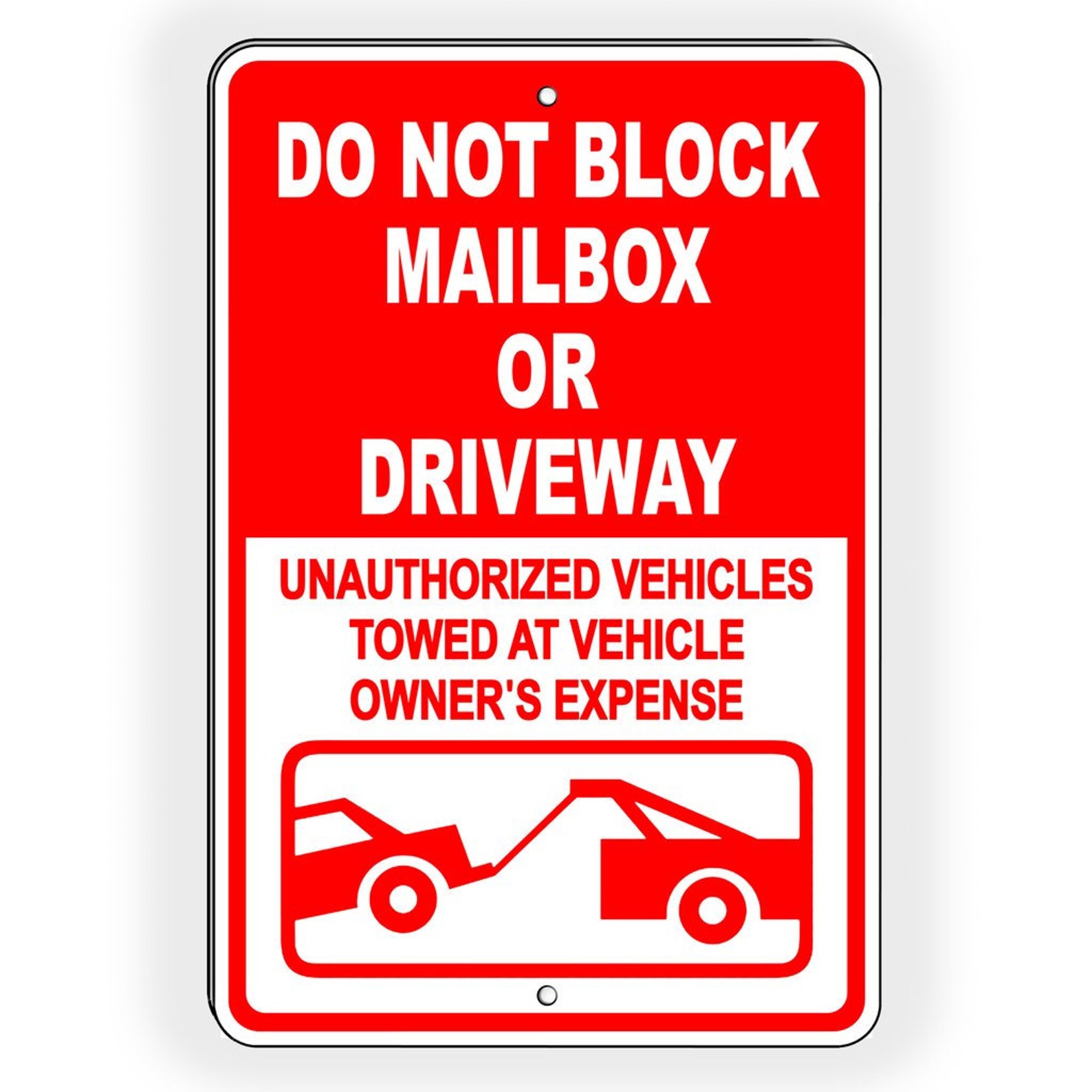 Do Not Block Mailbox or Driveway Unauthorized Vehicles Towed Etsy