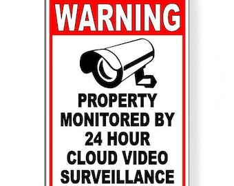 Property Monitored By 24 Hour Cloud Video Surveillance Metal Sign