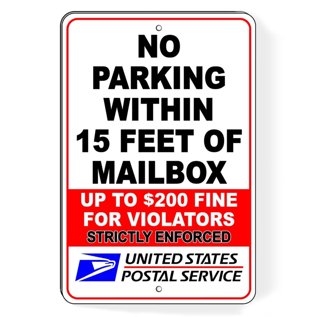No Parking Within 15 Feet of Mailbox up to 200 Fine Usps Etsy