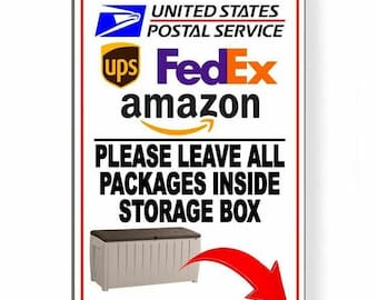 Please Leave All Packages Inside Storage Box Sign Metal USPS deliveries