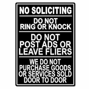 No solicitando No llame Llamemos No compramos letrero de metal puerta a puerta