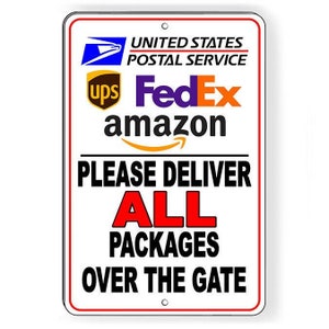 Bitte liefern Sie Pakete alle Pakete über das Tor Metallschild USPS