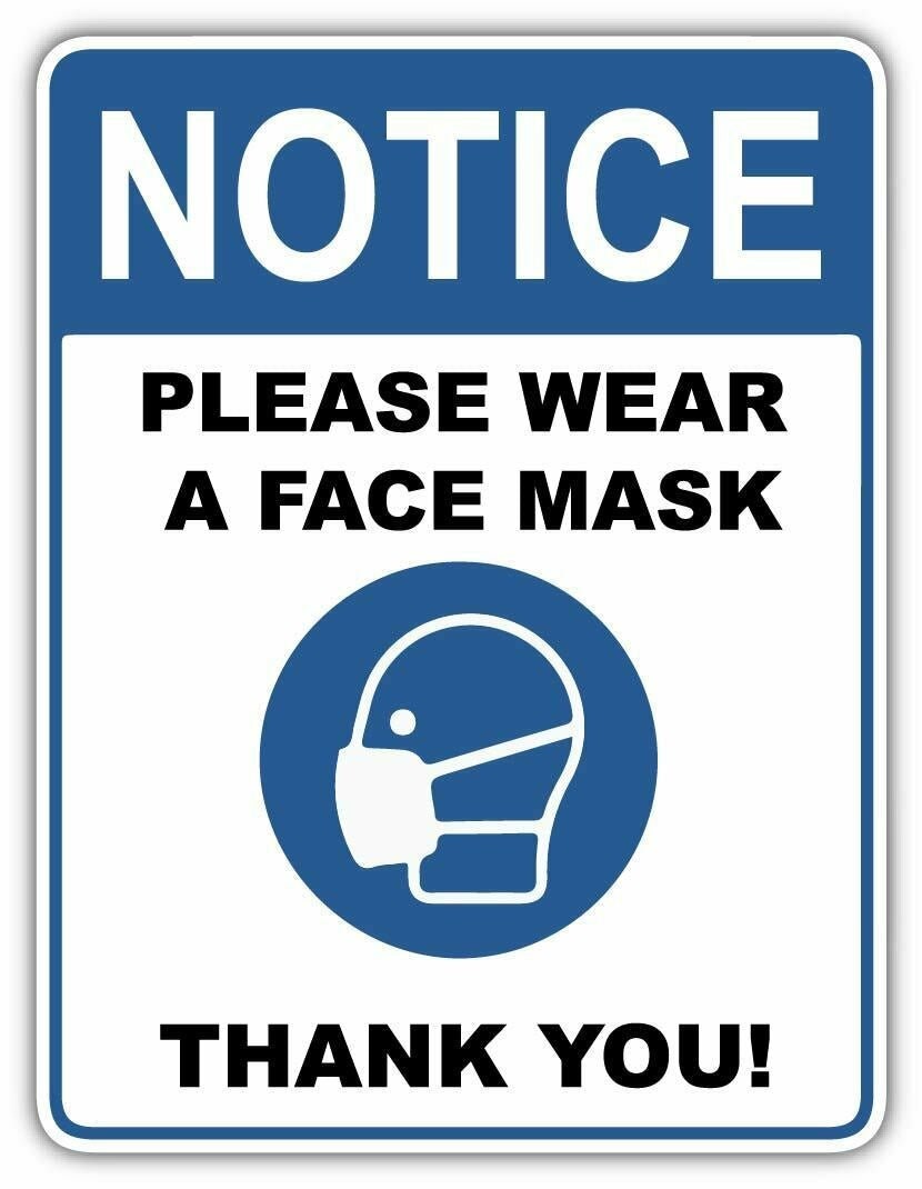 Wear Face Mask Public Entrance Notice Sign Store Door Wall - Etsy