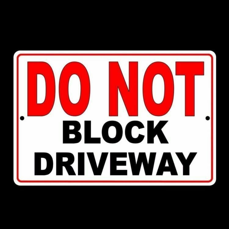 Metallschild „Please Do Not Block The Driveway“ – 30,5 X 20,3 Cm, Schwarz, Wetterfest, Mit Aufhänge-Löchern