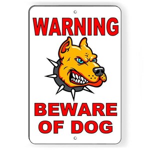 WARNING Beware Of Dog Metal Sign attack beware Security