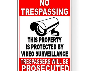 Property Protected By Video Surveillance WARNING Security Camera Sign Metal S024