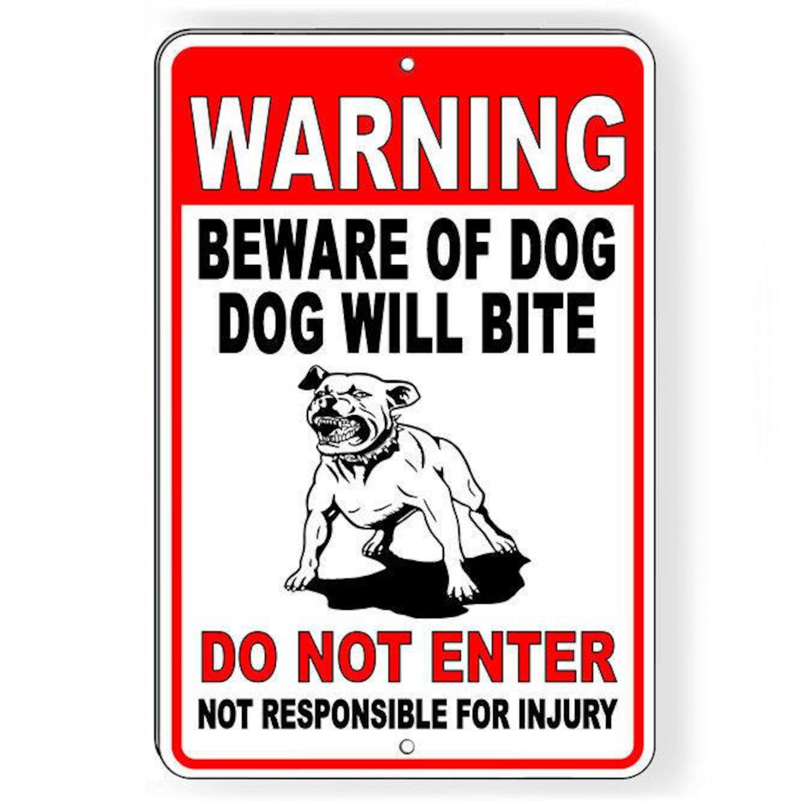 Warnschild Beware of Dog Do Not Enter Hund wird Metallschild beißen