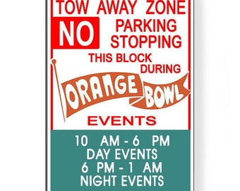 Orange Bowl Parking Souvenir Métal Signe homme cave garage