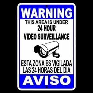 Spanish English WARNING Protected By Video Surveillance Sign Security