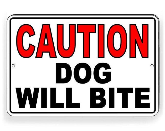 Dog Will Bite Beware of Dog Caution Metal Sign Doberman Security WARNIN ...