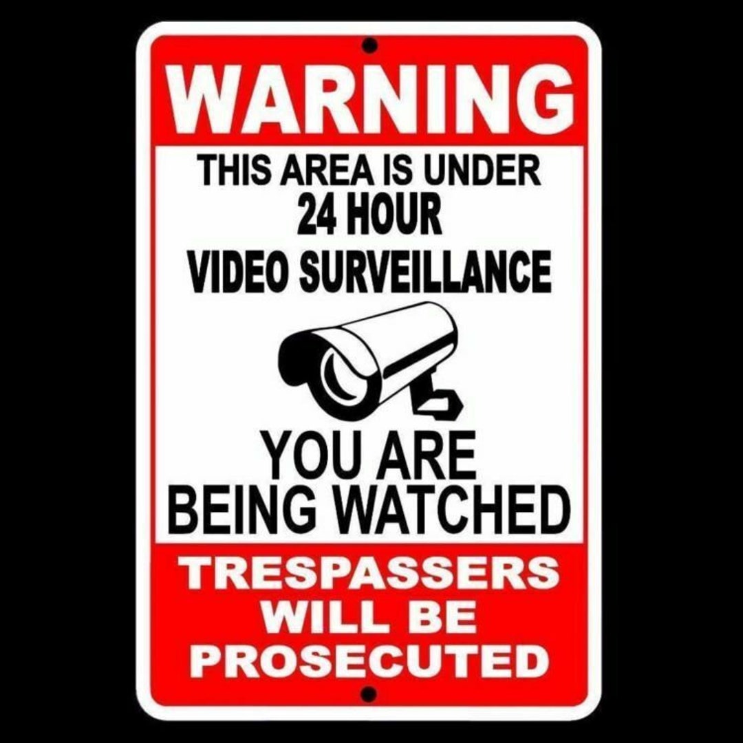 WARNING This Property Under 24 Hour Video Surveillance Sign Security ...