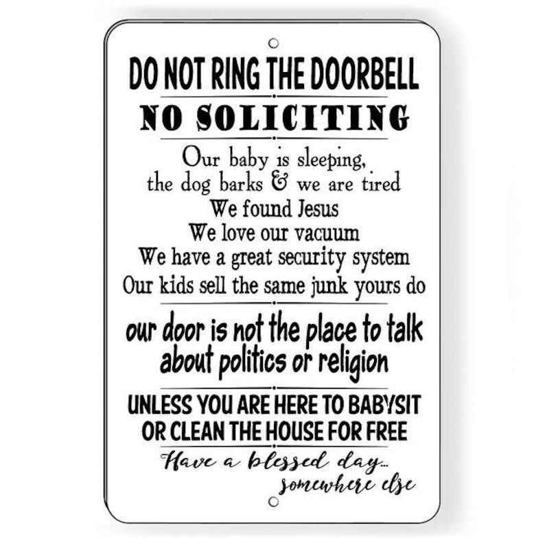 Do Not Ring Bell No Soliciting Baby Sleeping FUNNY Metal Sign Etsy