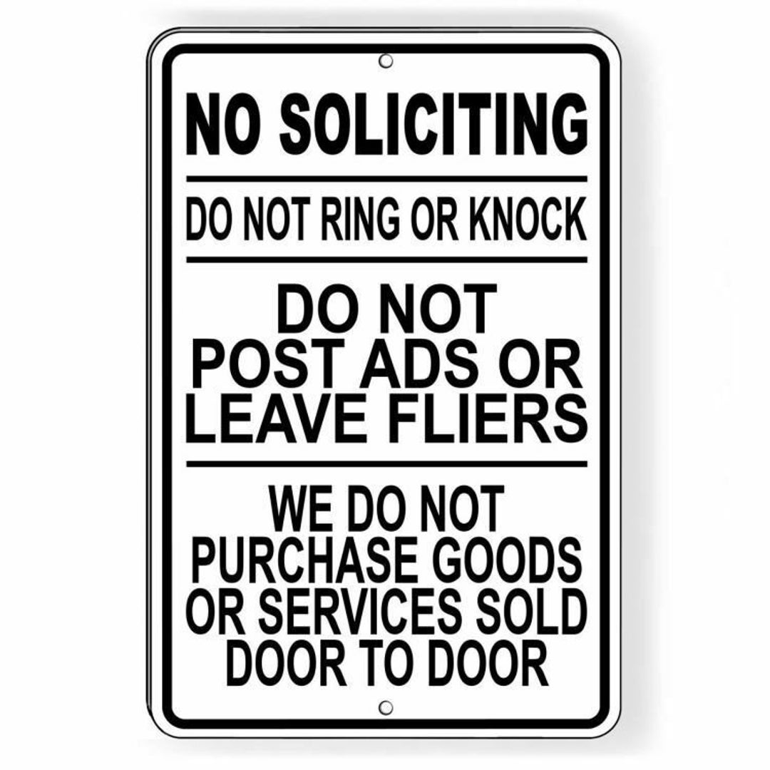No Soliciting We Do Not Purchase Goods Sold Door to Door Sign Metal ...