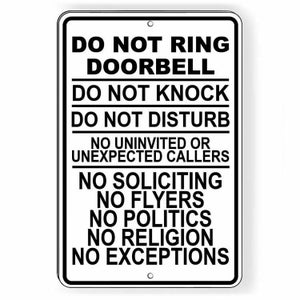 Do Not Ring Doorbell Do Not Disturb Do Not Knock No Soliciting Sign Metal