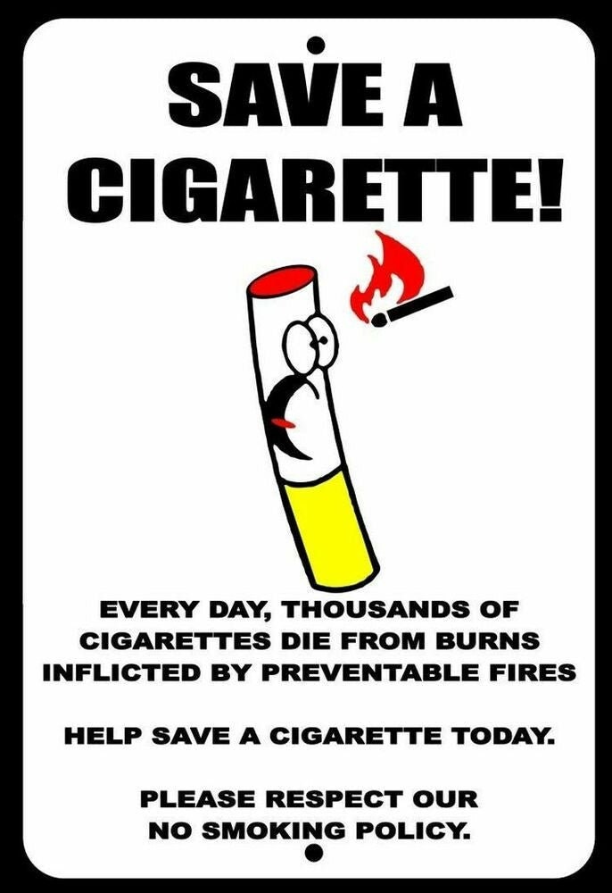 Save A Cigarette Clever No Smoking Sign Security - Etsy Finland Save A Cigarette Clever No Smoking Sign Security - Etsy Finland