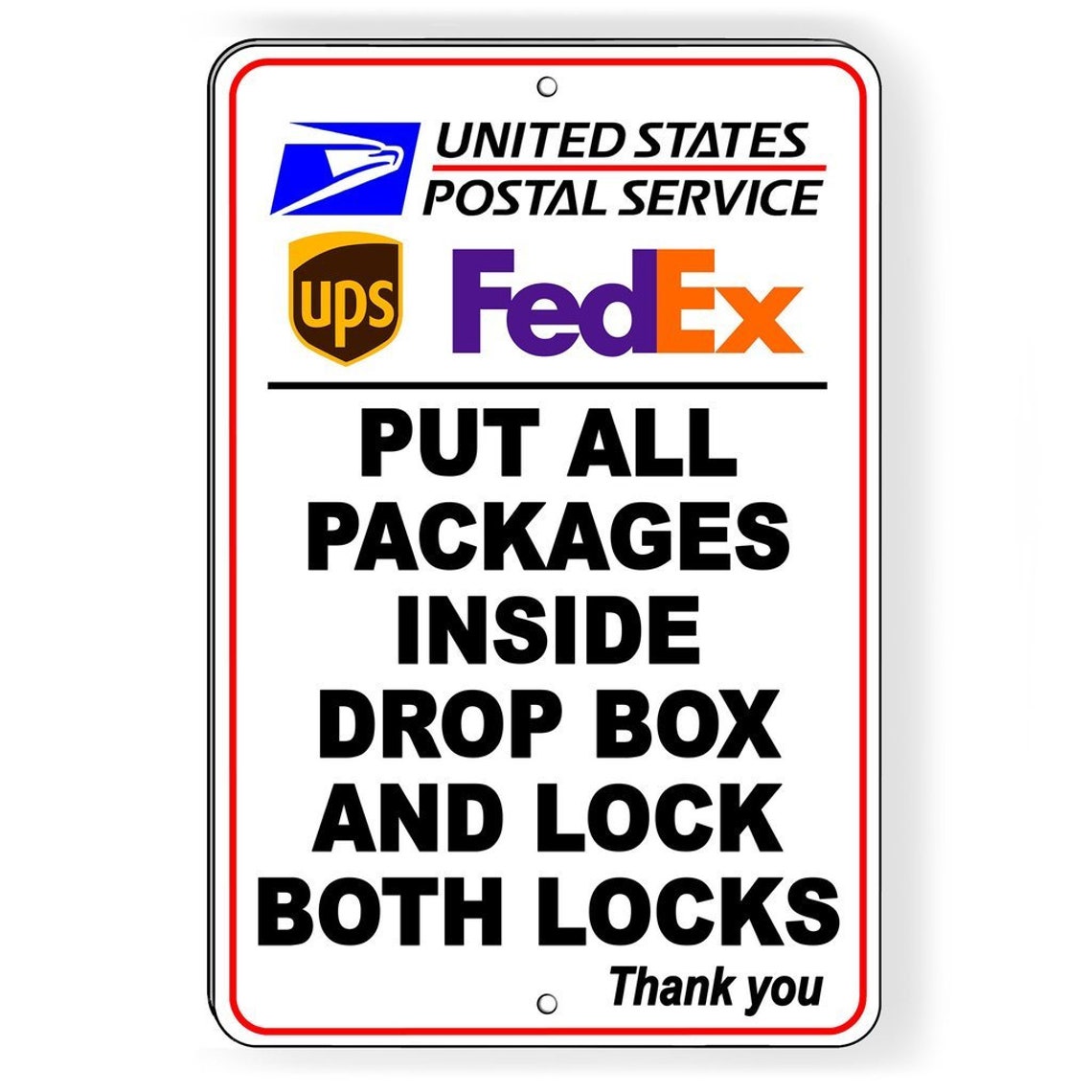 Deliveries Put All Packages Inside Drop Box Lock Metal Sign Etsy UK