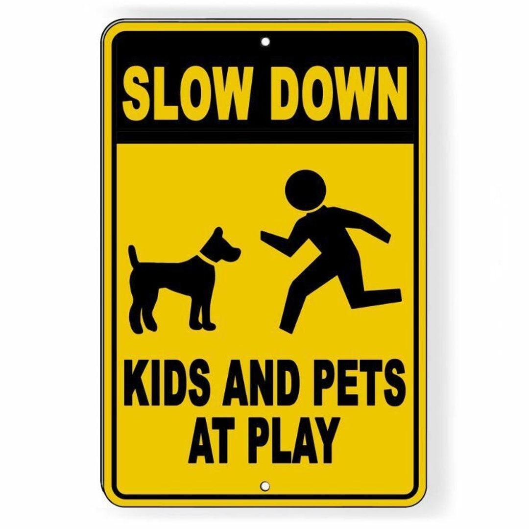 Slow Down Kids and Pets at Play Metal Sign WARNING - Etsy
