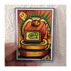 Unique Mini Original collectable Art -(Baseball Card size) No:19 in series. Promarker on Canvas Paper.