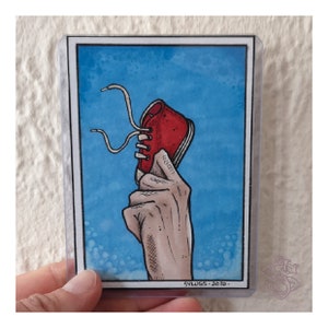 Mini arte da collezione originale unica - (formato carta da baseball) n. 26 in serie. Promarker su carta telata.