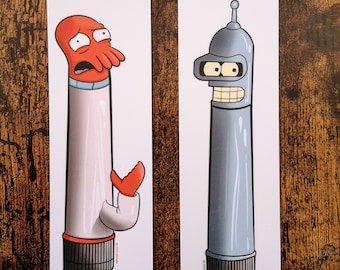 Bender & Dr.Zoidberg, custom pair of "vibe", art prints, Futurama fun.