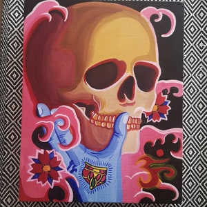 Middle Finger Skeleton Hand Canvas, Halloween Everyday, Spooky