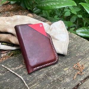 Cartera de tarjeta EDC de cuero cosida a mano